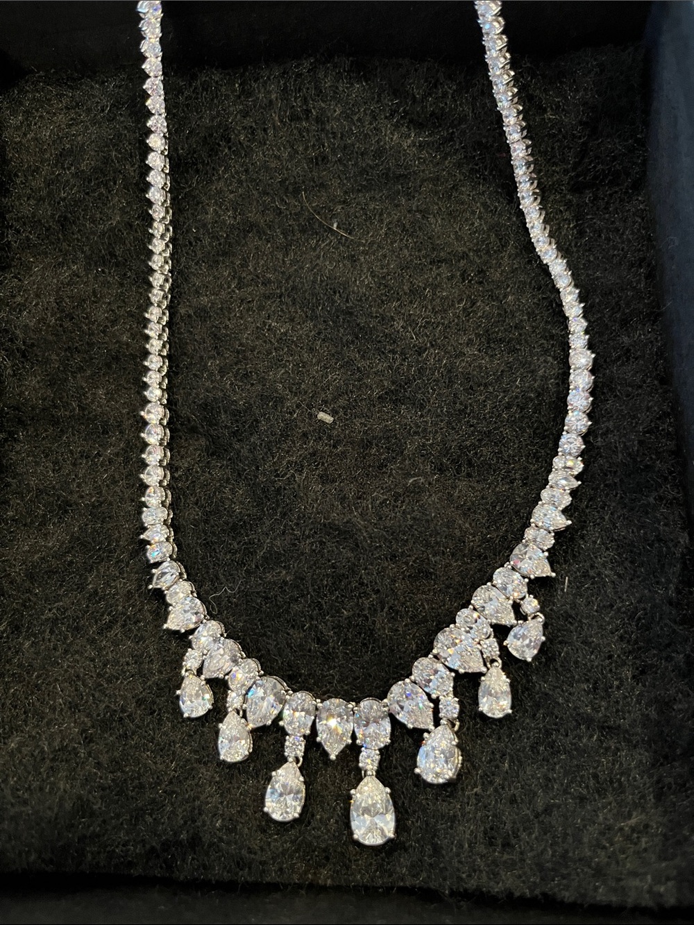 Nordstrom Silver Crystal Teardrop Necklace